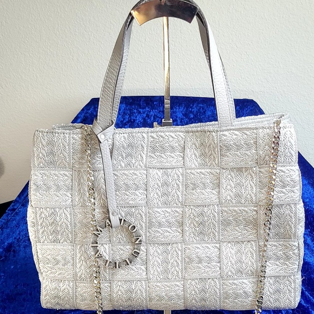 NWT - Alma Tonutti Silver Shoulder Bag Tote Medium